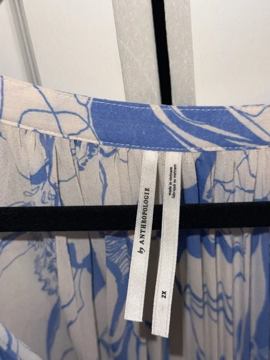 V-Neck Ruffle-Sleeve Pleated Dress by Anthropologie Plus size - Picture 2 of 3